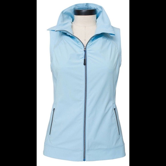 Tangerine Jackets & Blazers - NWOT Workout Vest Hood Blue Outdoors lightweight